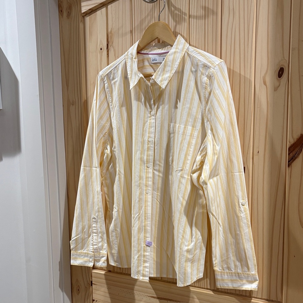 Croft & Barrow Light Yellow Striped Casual Shirt